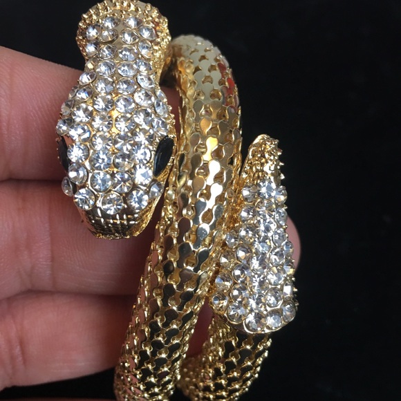Egyptian snake wrap bracelet w/ rhinestone - Picture 10 of 14